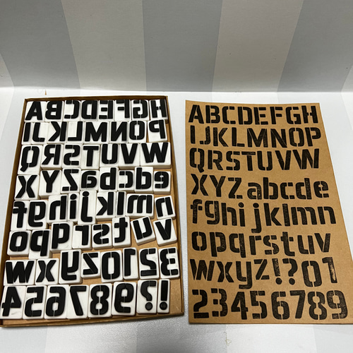 ステンシルスタンプ アルファベット 数字セット はんこ