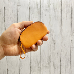 コインケース　シングルパース　本革　オレンジ 1枚目の画像