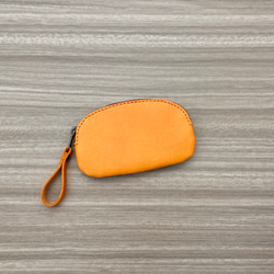 コインケース　シングルパース　本革　オレンジ 2枚目の画像