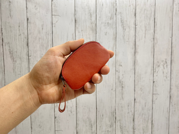 コインケース　シングルパース　本革　赤 1枚目の画像