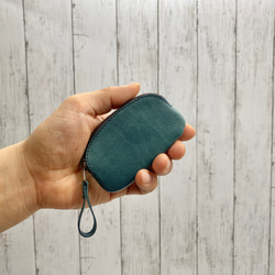 コインケース　シングルパース　本革　インディゴ 1枚目の画像