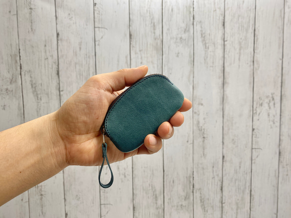 コインケース　シングルパース　本革　インディゴ 1枚目の画像