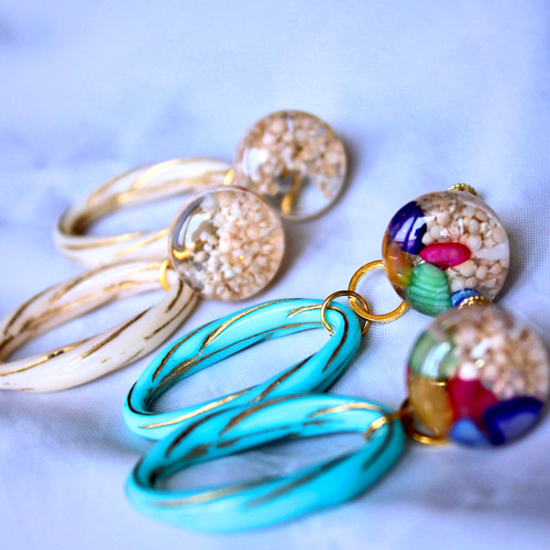 渚】宮古島から届いた星の砂 2wayピアス/イヤリング ピアス（スタッド  