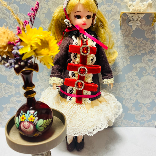▪️アンティークドールのドレス▪️52cmぐらいのドール向き▪️アンティーク素材使用 ▪️アンティークドールのドレス▪️52cmぐらいのドール向き