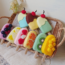 オーダー受付ページ＊アイスキャンディー＊フェルトおままごと フェルトままごと 受注製作】フェルト おままごと えらべるアイスキャンディー(1本