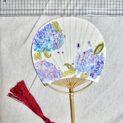 紫陽花ミニうちわ　あじさい 4枚目の画像