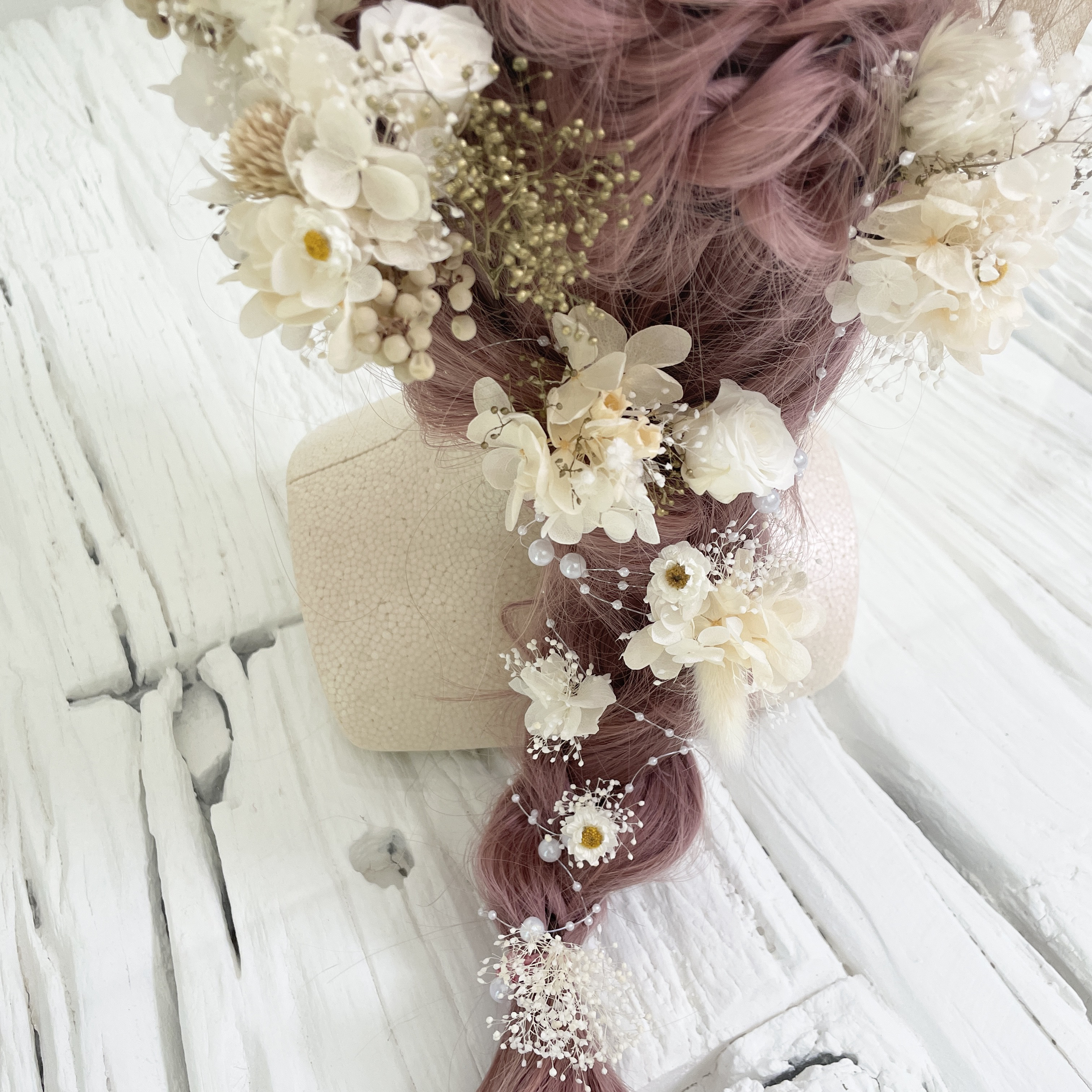 アンティーク　オフホワイト×ホワイト　髪飾り　ヘッドドレス