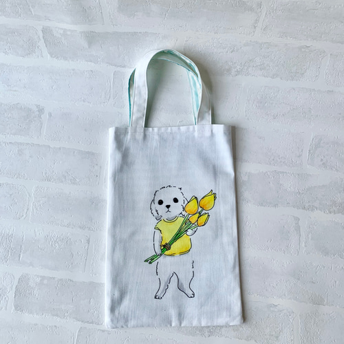 オリジナルミニバッグ 白のトイプードル エコバッグ・サブバッグ