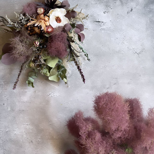 ハートリース　スモークツリー　リース　ドライフラワー　スワッグ ハートリース スモークツリー リース ドライフラワー スワッグ