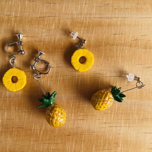 確認用✾…フルーツ✾…パイナップル&フラミンゴピアス 確認用…ニット帽