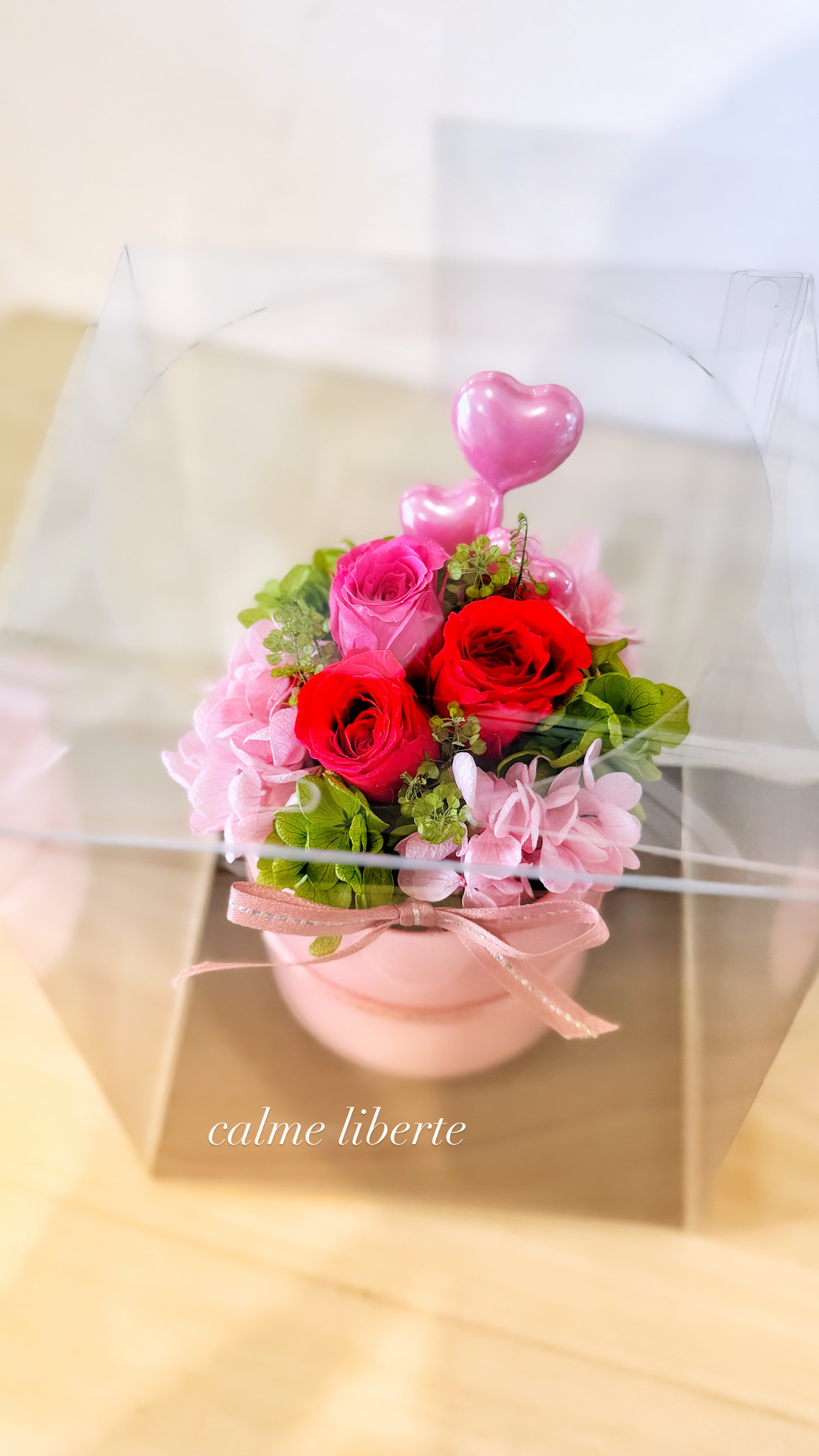 バラと紫陽花のプリザーブドフラワーアレンジ プリザーブド