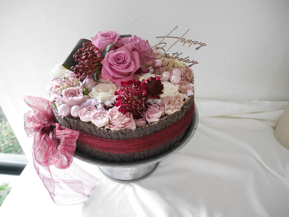 生花/フラワーケーキ1段/お花のケーキ/フラワーケーキ/フラワー 生花/フラワーケーキ1段/お花のケーキ/フラワーケーキ/フラワー