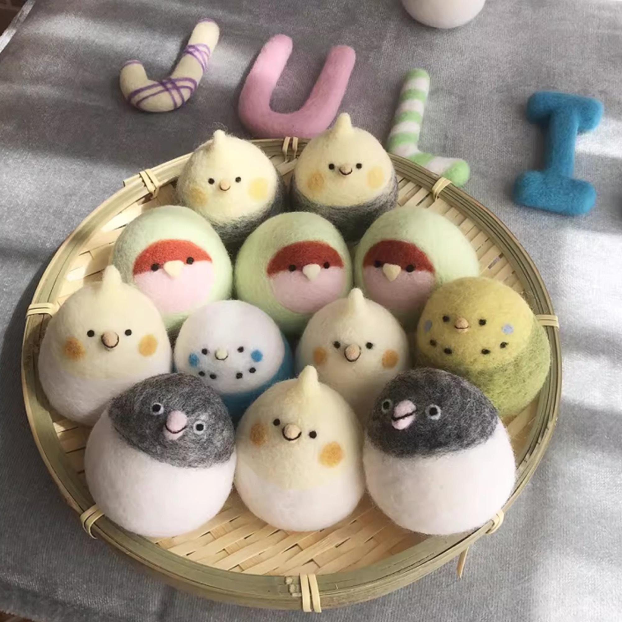 羊毛フェルト作品 セキセイインコ ピヨピヨストラップ ひよこ 鳩