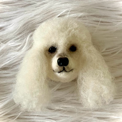 羊毛フェルトの犬（伏せポーズ閉じ口）全長25cm一部ペットの毛使用可