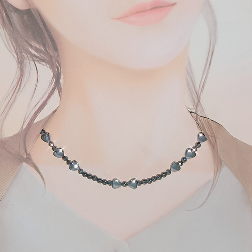 テラヘマネックレス　テラヘルツ 高純度テラヘルツのネックレス♥ハート型ゴールドヘマタイト入り☆4mm