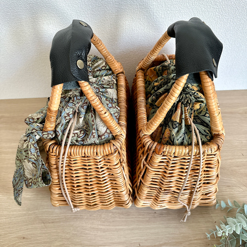 ウィリアム・モリス/ピンパーネルの巾着インナーバッグ付き天然ラタン  