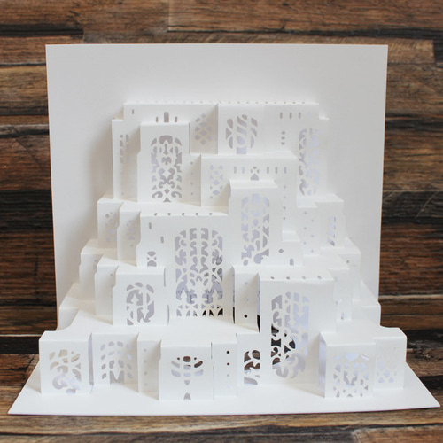 完成品【ポップアップカード】窓の街オルタ 立体・オブジェ cocoro