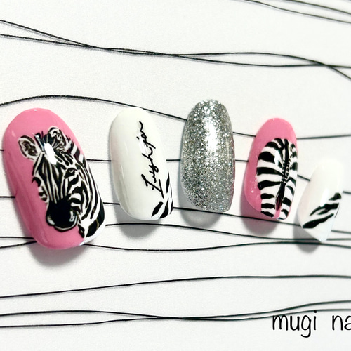 ネイルチップ☆シマウマ ネイルチップ（つけ爪） mugi nail 通販
