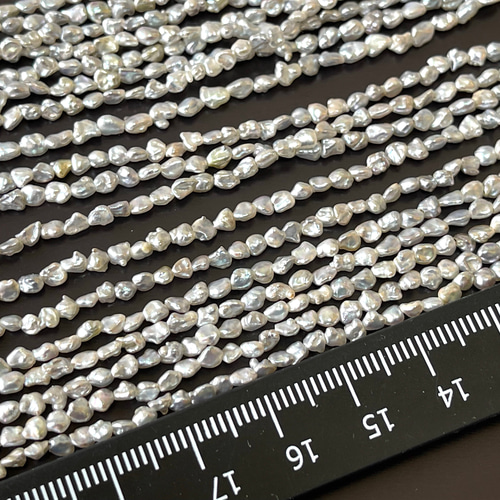 PA159 貴重 艶々 あこや 芥子 ケシ パール 2-2.5mm グレー系