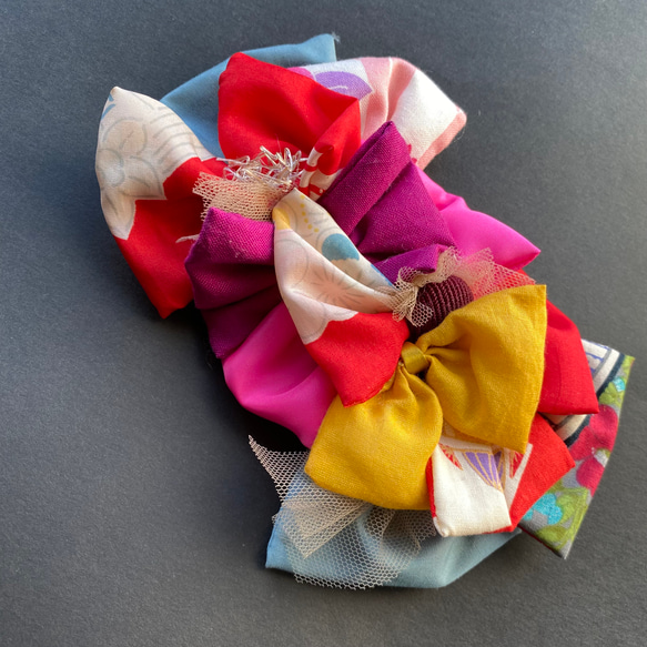 七五三 成人式 和装髪飾り ヘアアクセサリー 古布リボン ボンネット