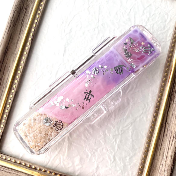 印鑑ケース レジン パープル ピン 海模様 #4 その他ケース Jumeirah