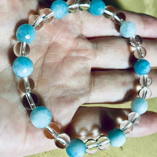 ドミニカ産 ラリマー8mm玉 ＆3A級クリスタル水晶6mm玉の