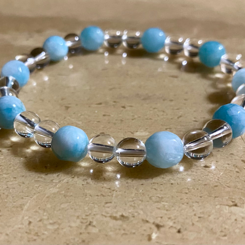 ドミニカ産 ラリマー8mm玉 ＆3A級クリスタル水晶6mm玉の