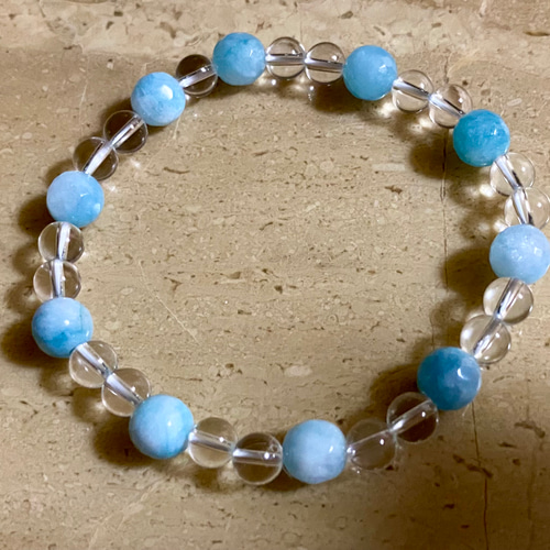 ドミニカ産 ラリマー8mm玉 ＆3A級クリスタル水晶6mm玉の