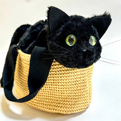 ねことお出かけ】黒猫が入ったカゴバッグ トート ミニショルダー ねことお出かけ】黒猫が入ったカゴバッグ トート ミニショルダー