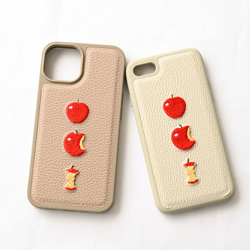 多機種対応 カラー リアケース 【 simple 刺繍 フレッシュアップル】スマホケース くすみカラー A285I 12枚目の画像