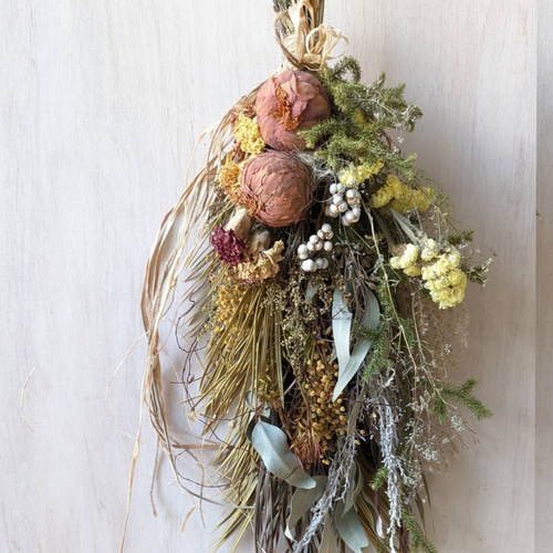 専用＊サルフレア&ミモザ　ドライフラワースワッグ サルフレア&ミモザ ドライフラワースワッグ スワッグ fu.wa.ran