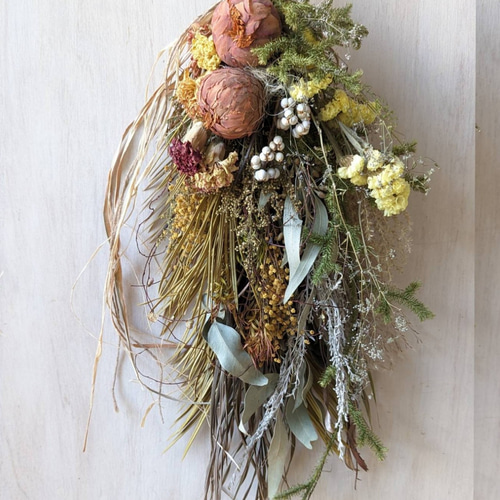 サルフレア&ミモザ ドライフラワースワッグ スワッグ fu.wa.ran