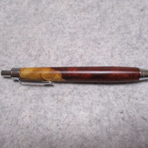 本花梨瘤 黒小豆杢 紅白ツートン キヌカオイル仕上げ 木軸ボールペン