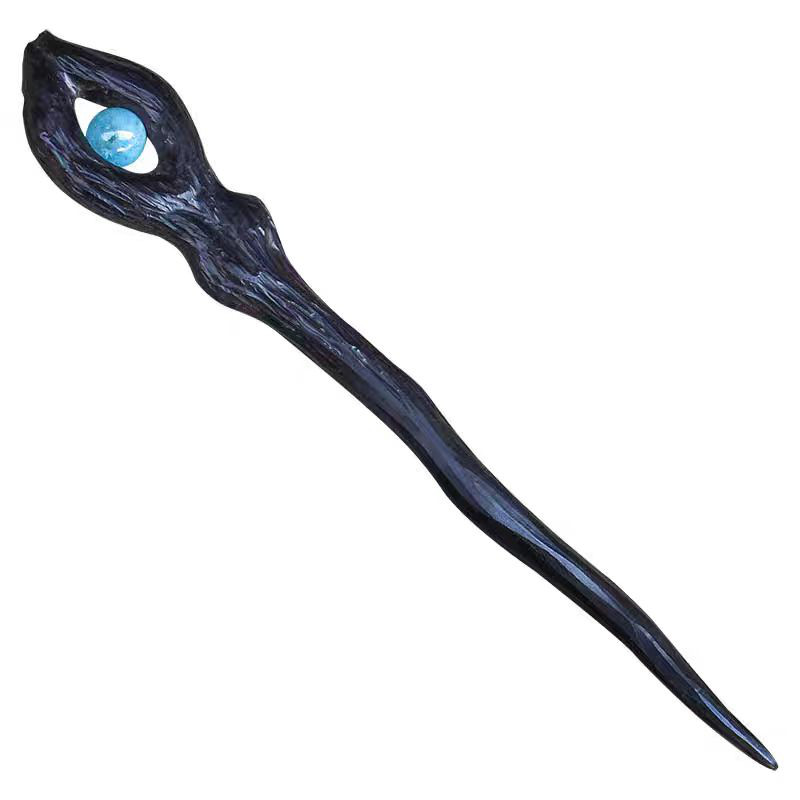 ハンドメイド かんざし 魔法の杖 手作り 木簪 紫檀 樹脂 マジェステ 和装髪飾り ヘアアクセサリー 誕生日 周年記念