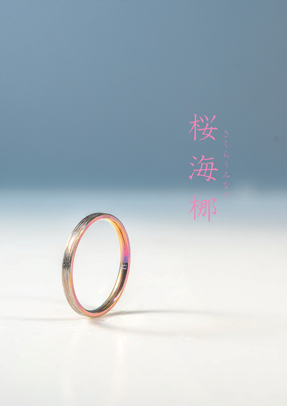 「桜海梛」さくらうみなぎ　チタンリング   SkinnyRing　繊細なライン　ノンアレルギー 1枚目の画像