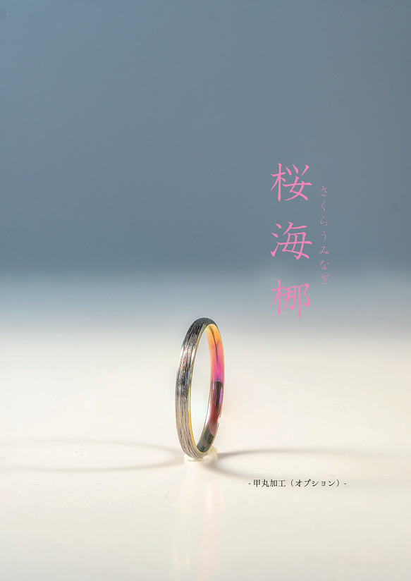 「桜海梛」さくらうみなぎ　チタンリング   SkinnyRing　繊細なライン　ノンアレルギー 3枚目の画像