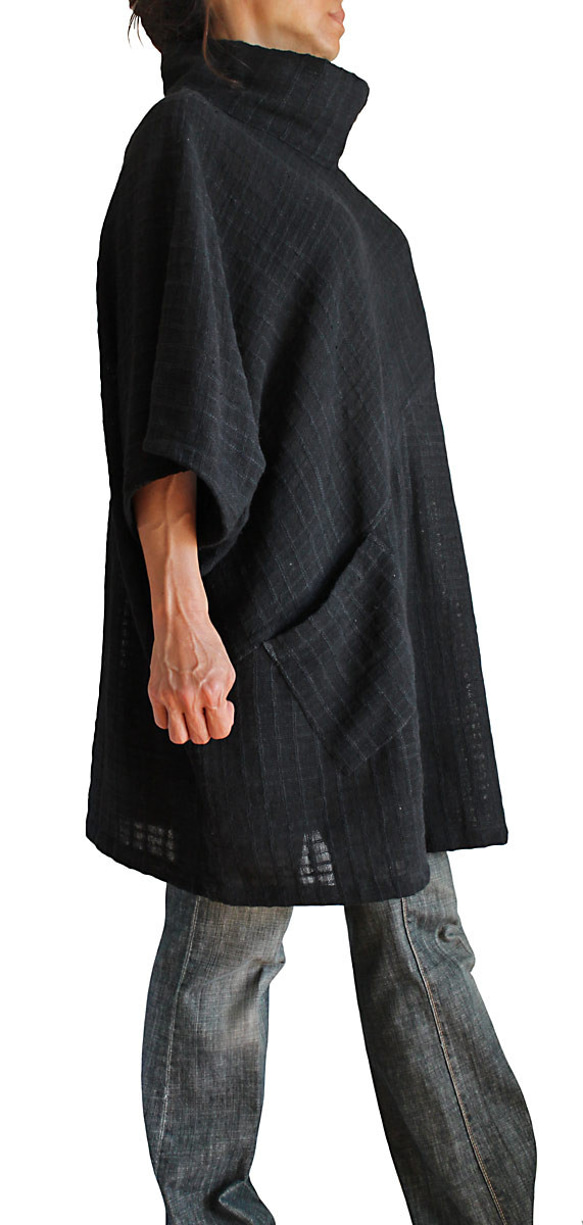 ターポン手織り綿のハイネック奴チュニック （BFS-068） 6枚目の画像