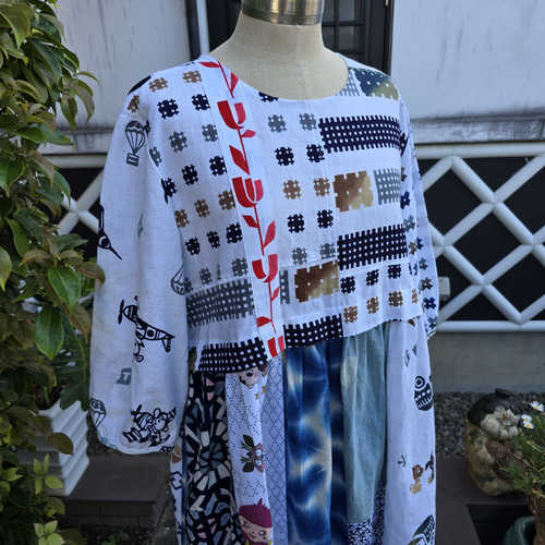着物リメイク 手作り 浴衣 パッチ ワンピース ロングパンツ