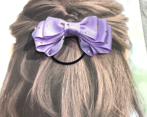♡ハンドメイド♡ヘアゴムリボン リボン ヘアゴム ヘアアクセサリー ハンドメイド 紫 パープル