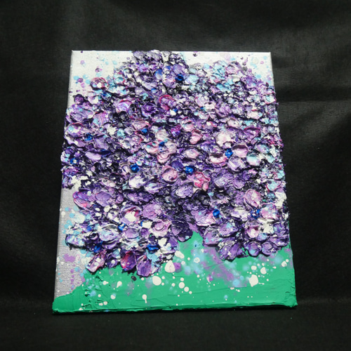 油絵 油彩 油彩画 絵 絵画【梅雨に咲く紫の花】 絵画 HR 通販