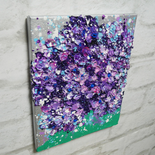 油絵 油彩 油彩画 絵 絵画【梅雨に咲く紫の花】 絵画 HR 通販