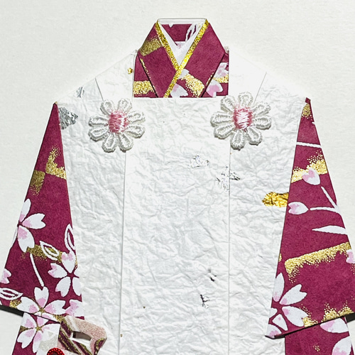 着物のポチ袋701 七五三 3歳 QUOカードサイズ ぽち袋・お年玉袋 着物の