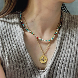 単品 天然石のエスニックネックレス  / ターコイズ 9枚目の画像