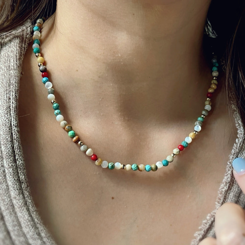 国産　天然珊瑚にターコイズと純銀ビーズの素敵なネックレス 国産 天然珊瑚にターコイズと純銀ビーズの素敵なネックレス