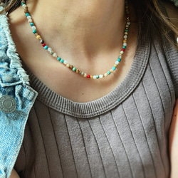 単品 天然石のエスニックネックレス  / ターコイズ 7枚目の画像