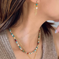 単品 天然石のエスニックネックレス  / ターコイズ 10枚目の画像