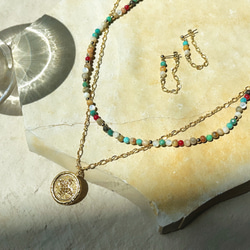 単品 天然石のエスニックネックレス  / ターコイズ 8枚目の画像