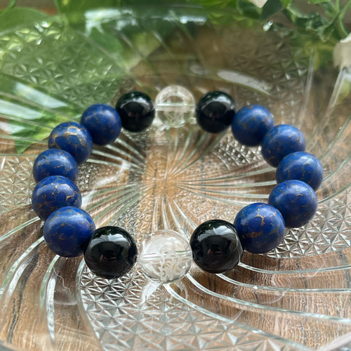 モリオン 水晶 白虎 ラピスラズリ パイライト 天然石 シンプル