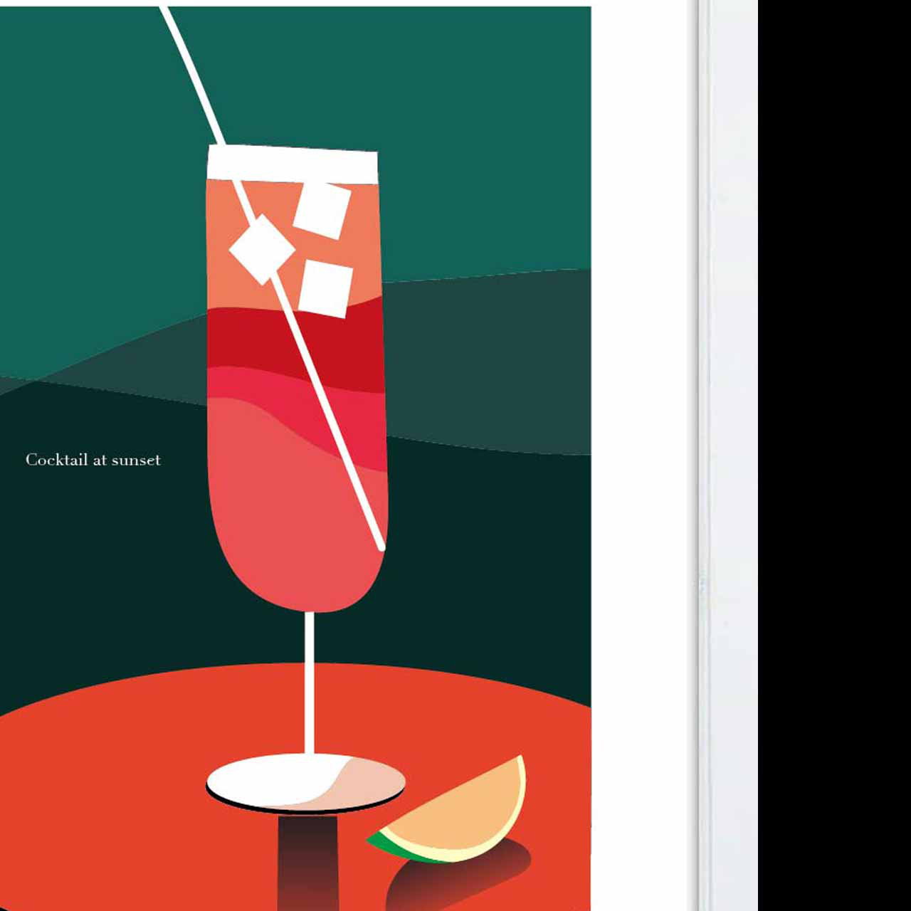 夕暮れのカクテル　イラスト　ポスター　A4 A3 A2 A1　アート  　アートポスター　アートsei検索　2851