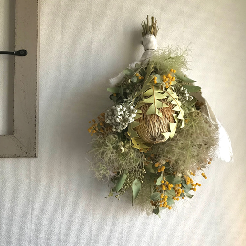 スモークツリーとバンクシアのスワッグ 37㎝ スワッグ sora 通販  